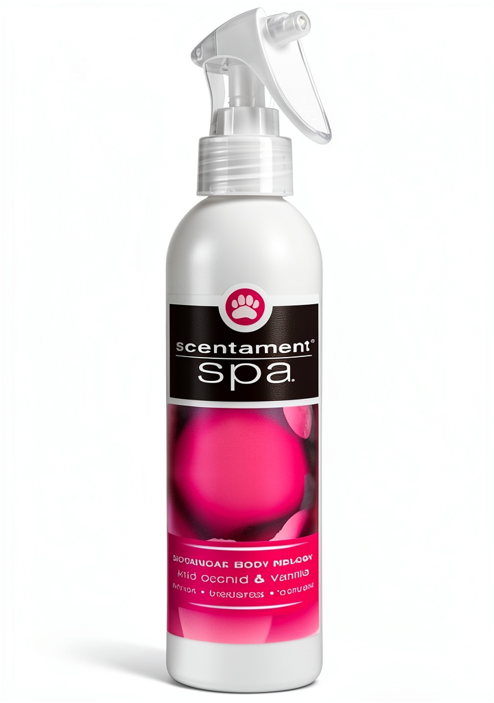 Best Shot Scentament Spa spray applied to a dog's coat