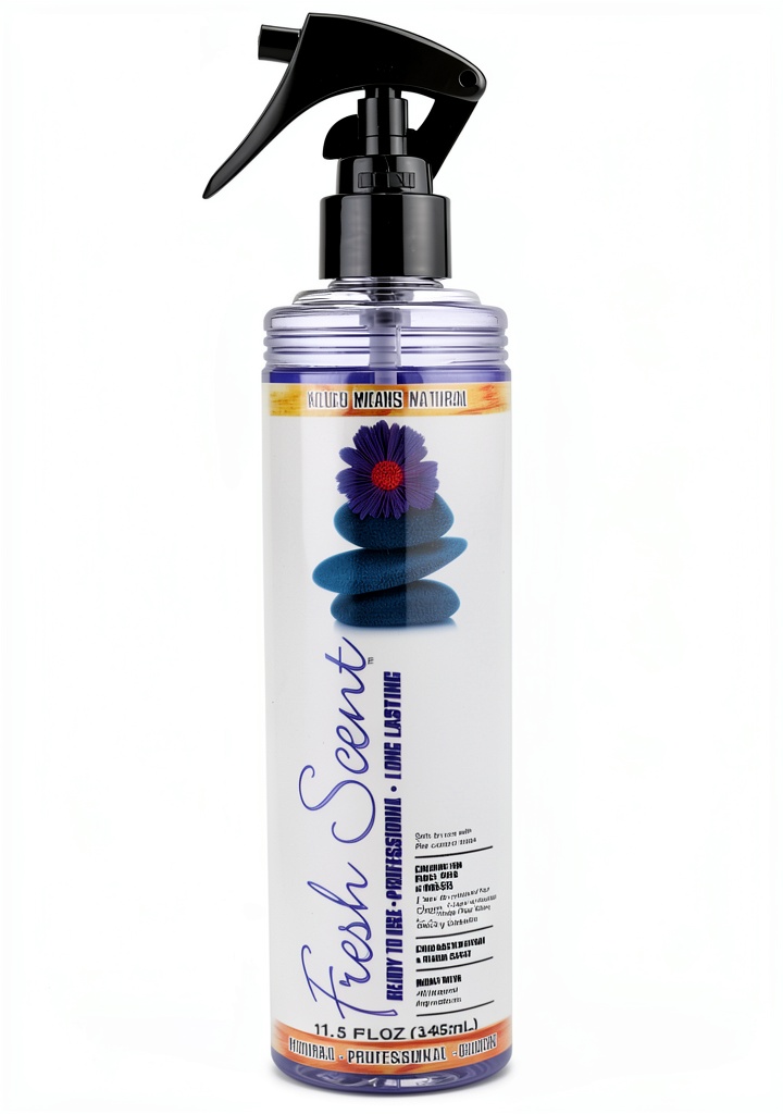 Dog being sprayed with Kim Laube cologne in a grooming salon