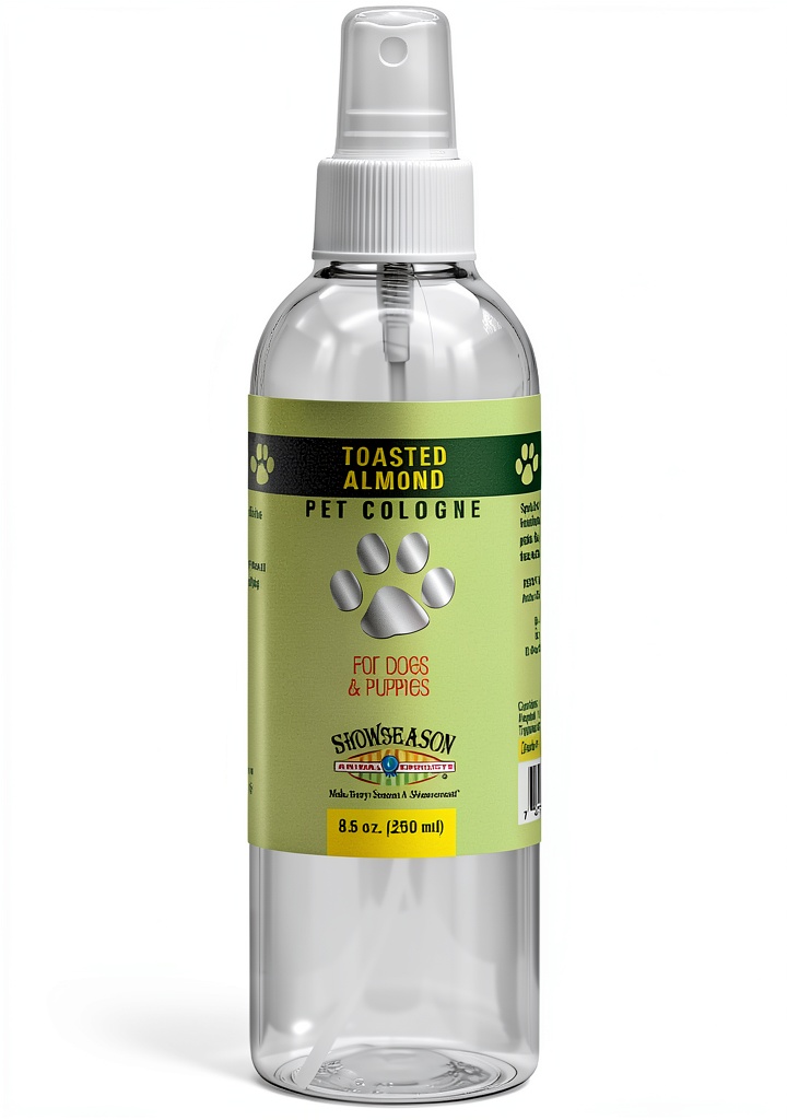 Showseason Dog Cologne spray bottle in use on a dog's coat