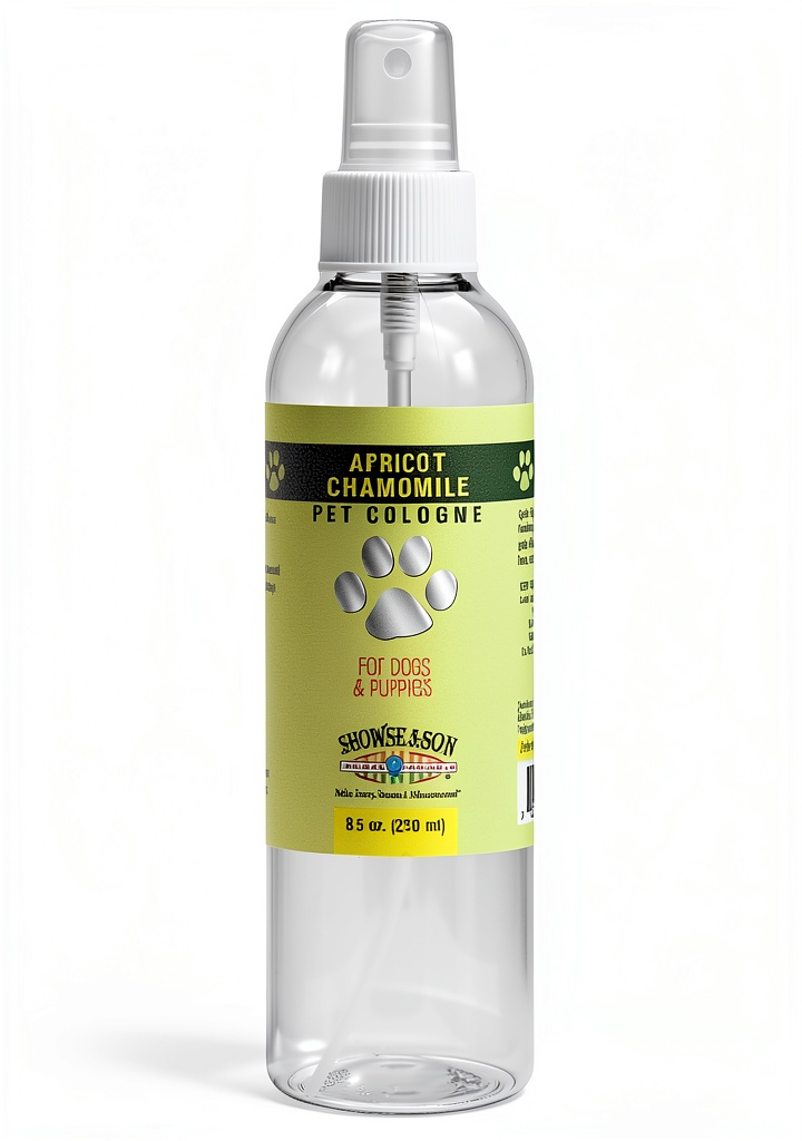 Showseason Dog Cologne bottle sprayed on a dog's coat
