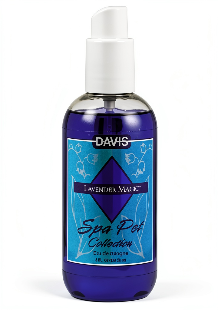 Davis Pet Cologne spray bottle on a grooming table