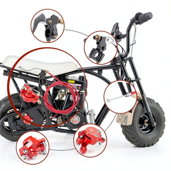 Mini Bike Brake Kit GOIMGN 7/8" Red Disc Set with Lever and Rotor-3