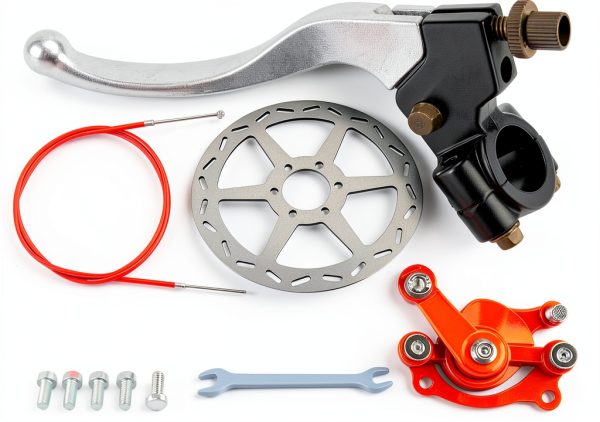 Mini Bike Brake Kit GOIMGN 7/8" Red Disc Set with Lever and Rotor-0