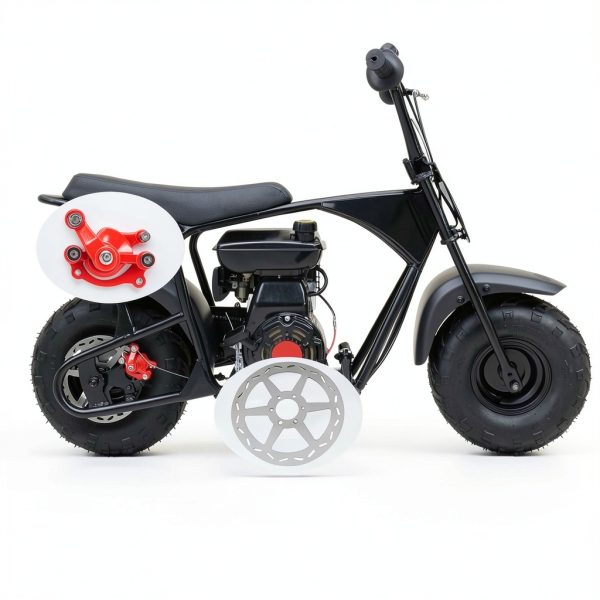 Mini Bike Brake Kit GOIMGN 7/8" Red Disc Set with Lever and Rotor-4