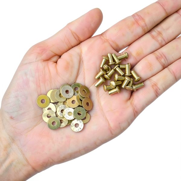 Lord of Battles Mushroom Head Rivets - Heavy Duty Solid Rivets Perfect for Wood, Metal, Leather & DIY Projects, Plate Armour or Helmets Repair (Solid Brass - Set of 50, 6mm (1/4 inches))-1