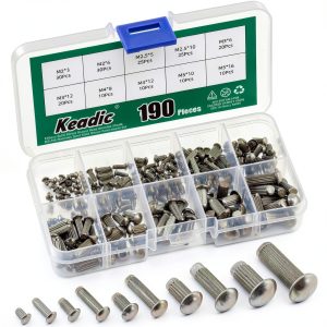 Keadic 190Pcs 304 Stainless Steel Brazier Head Solid Rivet Set-0