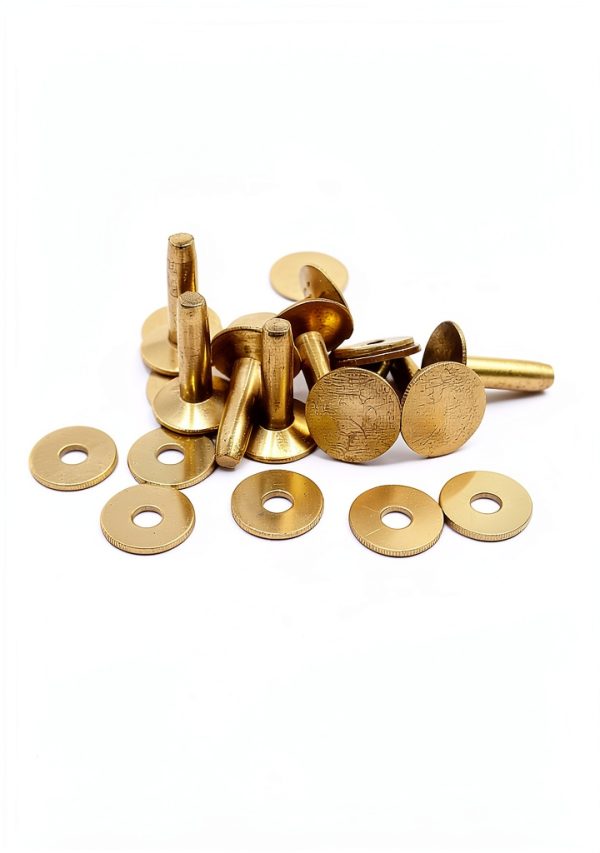UPUPMOON Brass Rivets 12mm 50 Set with 3/4in Washers Leather Craft-5