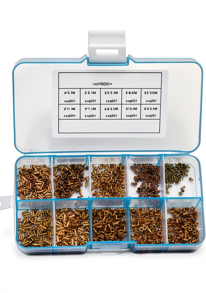 Installing 1000PCS Rivets ljhnba M0.9 M1.3 M1.5 M1.7 Copper Hollow Kit for PCB on a wooden desk