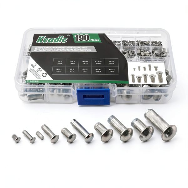 Keadic 190Pcs 304 Stainless Steel Brazier Head Solid Rivet Set-6