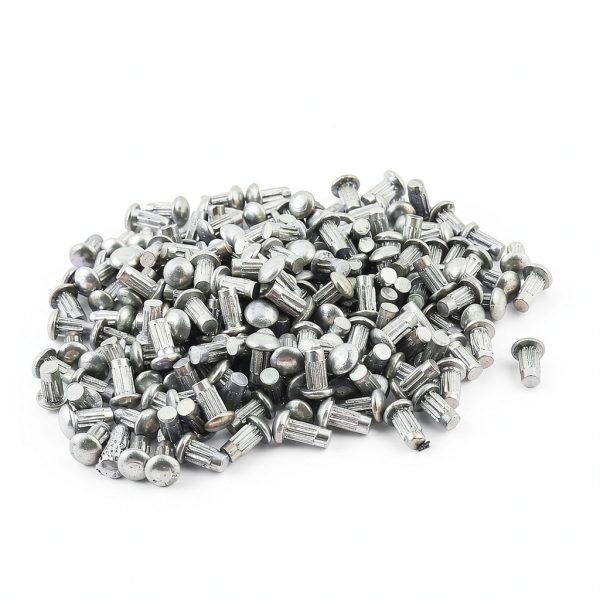 uxcell a15091700ux0629 200 Pcs 1/8" x 1/4" Aluminium Round Head Solid Rivets Knurled Shanks (Pack of 200)-0