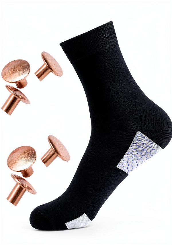Copper Solid Rivets Co 6 pcs + Grounding Sock – White/Black Sizes-0