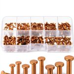 Swpeet 270-piece flat head copper solid rivet Set for Electrical DIY-0