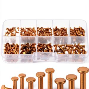 Swpeet 270-piece flat head copper solid rivet Set for Electrical DIY-0