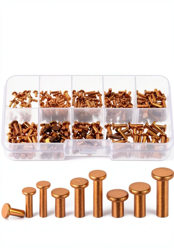 Swpeet 270-piece flat head copper solid rivet Set for Electrical DIY-0