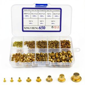 XINGYHENG 650pcs Zinc Plated Copper Rivets Kit 8 Sizes Plastic Case-0