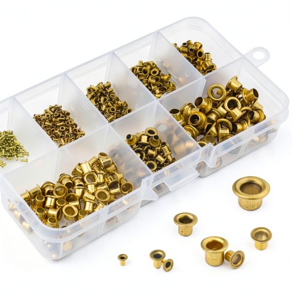 XINGYHENG 650pcs Zinc Plated Copper Rivets Kit 8 Sizes Plastic Case-3