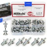 Hilitchi 130Pcs M5 x 7mm 9mm 11mm Aluminum Core Rivets with Semi Round Head, Hammer Drive Rivets Knock Type Aluminum Rivets Semi Round Head Expansion Aluminum Rivets for Households Mechanical Devices-0