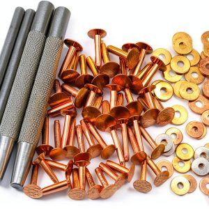 Copper Rivets and Burrs Size 9 and Size 12 Copper Rivet Fastener Install Setting Tool Hole Punch Tool Assorted Kit-0